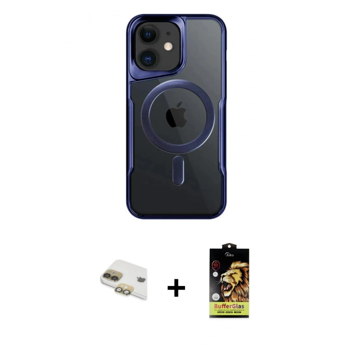 MARSİLYAN™- iPhone 11 Kılıf Yadigar Klasik Özel Seri - Siyah Buffer Cam Ekran Koruyucu + Gold Pers Alüminyum Kamera Lens