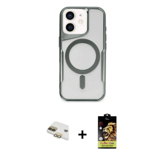 MARSİLYAN™- iPhone 11 Kılıf Yadigar Klasik Özel Seri - Siyah Buffer Cam Ekran Koruyucu + Gold Pers Alüminyum Kamera Lens