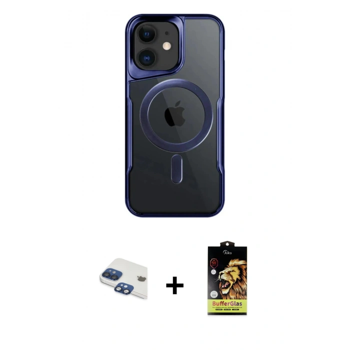 MARSİLYAN™- iPhone 11 Kılıf Yadigar Klasik Özel Seri - Siyah Buffer Cam Ekran Koruyucu + Pers Alüminyum Kamera Lens - LT