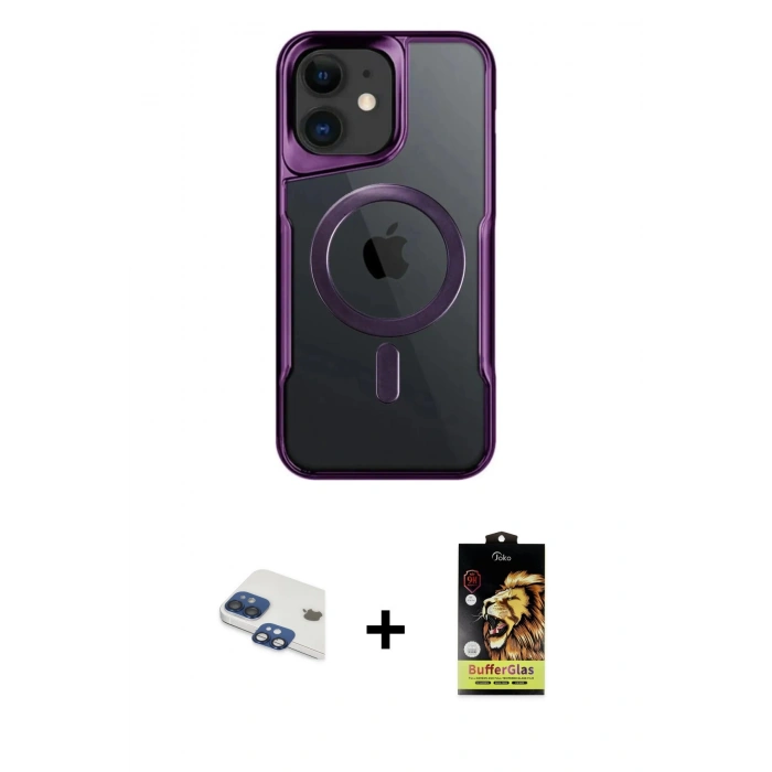 MARSİLYAN™- iPhone 11 Kılıf Yadigar Klasik Özel Seri - Siyah Buffer Cam Ekran Koruyucu + Pers Alüminyum Kamera Lens - LT