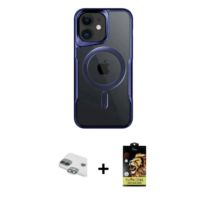 MARSİLYAN™- iPhone 11 Kılıf Yadigar Klasik Özel Seri - Siyah Buffer Cam Ekran Koruyucu + Yeşil Pers Alüminyum Kamera Lens