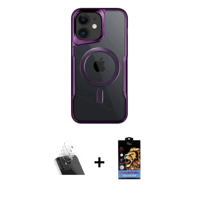MARSİLYAN™- iPhone 11 Kılıf Yadigar Klasik Özel Seri - Siyah Buffer Hayalet Cam Ekran Koruyucu + Kamera Lens Koruma Cam - SF
