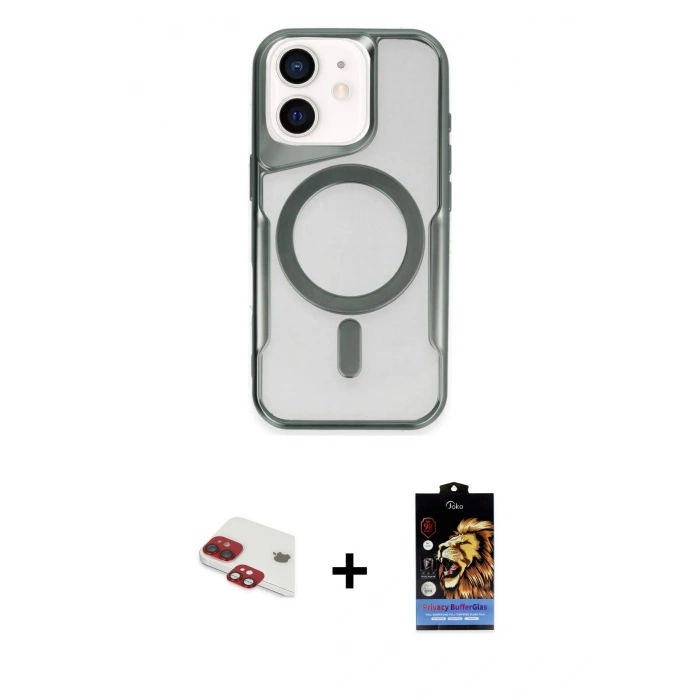MARSİLYAN™- iPhone 11 Kılıf Yadigar Klasik Özel Seri - Siyah Buffer Hayalet Cam Ekran Koruyucu + Pers Alüminyum Kamera Lens - KI