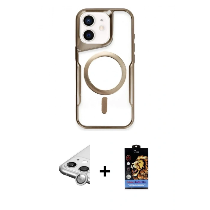 MARSİLYAN™- iPhone 11 Kılıf Yadigar Klasik Özel Seri - Siyah Buffer Hayalet Cam Ekran Koruyucu + Raze Metal Kamera Lens - GS