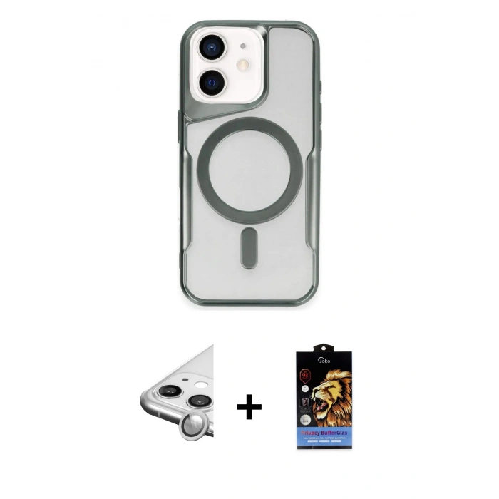 MARSİLYAN™- iPhone 11 Kılıf Yadigar Klasik Özel Seri - Siyah Buffer Hayalet Cam Ekran Koruyucu + Raze Metal Kamera Lens - GS