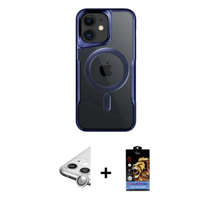 MARSİLYAN™- iPhone 11 Kılıf Yadigar Klasik Özel Seri - Siyah Buffer Hayalet Cam Ekran Koruyucu + Raze Metal Kamera Lens - GS