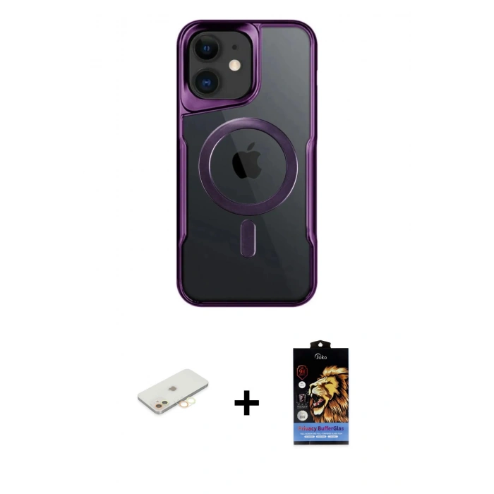 MARSİLYAN™- iPhone 11 Kılıf Yadigar Klasik Özel Seri - Siyah Buffer Hayalet Cam Ekran Koruyucu + Renkli Kamera Lens Koruma Cam - SI