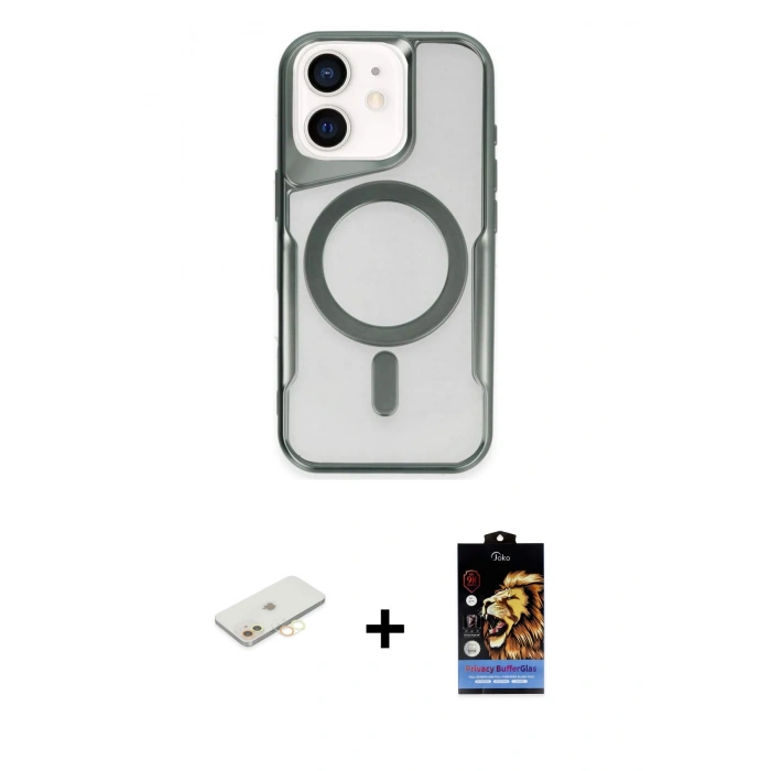 MARSİLYAN™- iPhone 11 Kılıf Yadigar Klasik Özel Seri - Siyah Buffer Hayalet Cam Ekran Koruyucu + Renkli Kamera Lens Koruma Cam - SI
