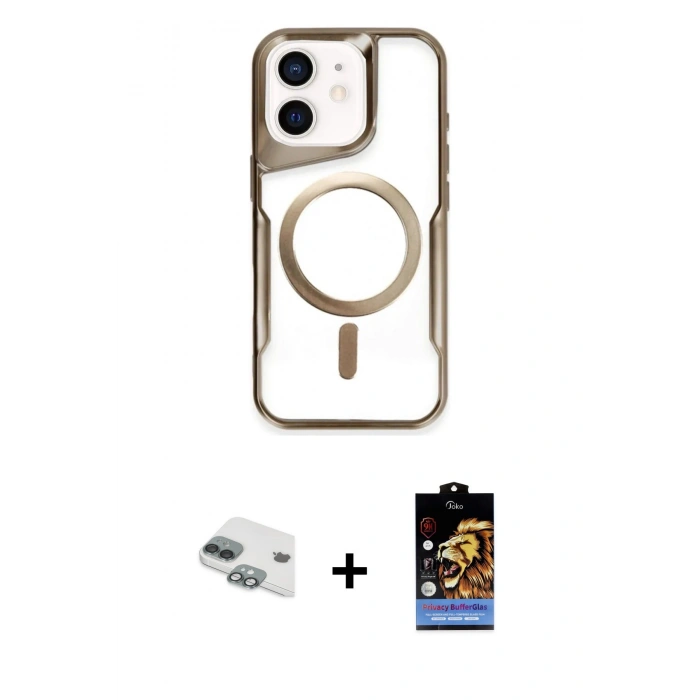 MARSİLYAN™- iPhone 11 Kılıf Yadigar Klasik Özel Seri - Siyah Buffer Hayalet Cam Ekran Koruyucu + Pers Alüminyum Kamera Lens - YL