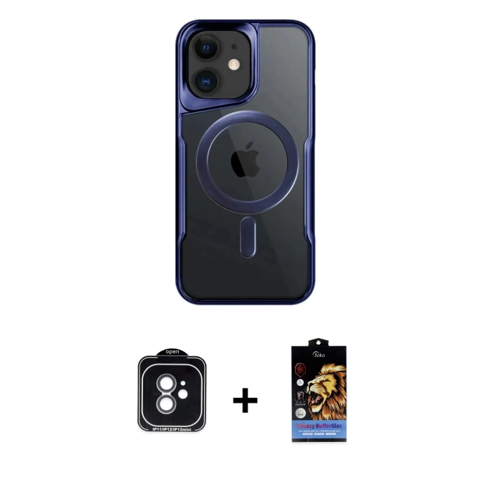 MARSİLYAN™- iPhone 11 Kılıf Yadigar Klasik Özel Seri - Siyah Buffer Hayalet Cam Ekran Koruyucu + Yeşil PVD Metal Kamera Lens