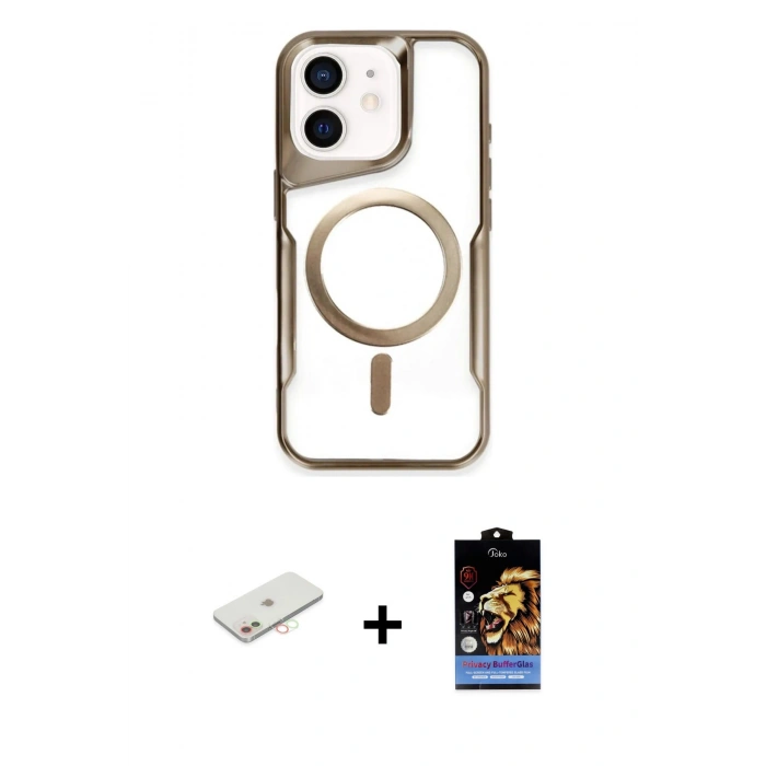 MARSİLYAN™- iPhone 11 Kılıf Yadigar Klasik Özel Seri - Siyah Buffer Hayalet Cam Ekran Koruyucu + Renkli Kamera Lens Koruma Cam - YL