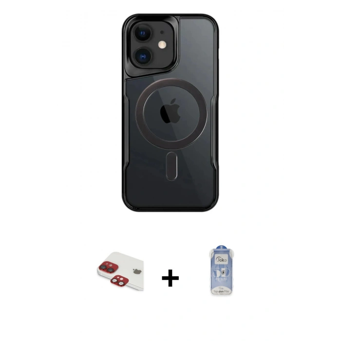 MARSİLYAN™- iPhone 11 Kılıf Yadigar Klasik Özel Seri - Siyah Joko Magic 5D Cam + Pers Alüminyum Kamera Lens - KI