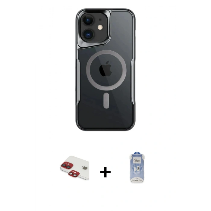 MARSİLYAN™- iPhone 11 Kılıf Yadigar Klasik Özel Seri - Siyah Joko Magic 5D Cam + Pers Alüminyum Kamera Lens - KI