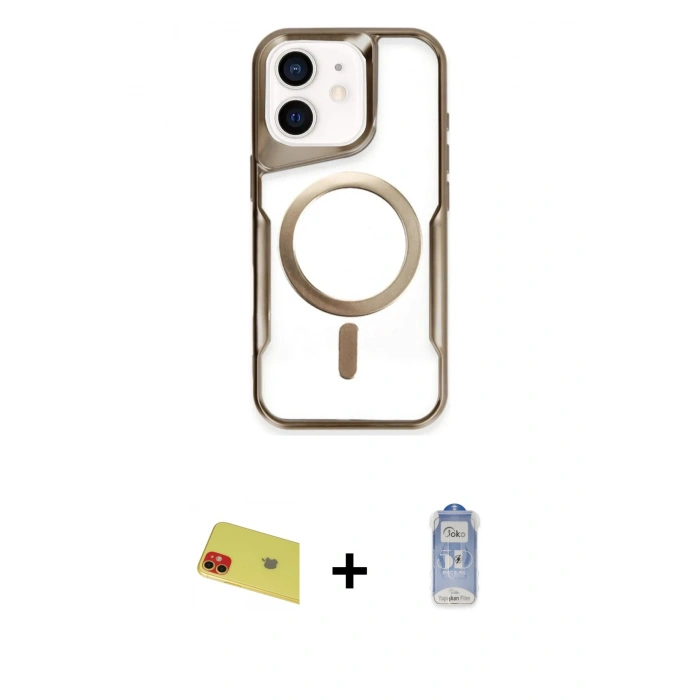 MARSİLYAN™- iPhone 11 Kılıf Yadigar Klasik Özel Seri - Siyah Joko Magic 5D Cam + Rainbow Kamera Lens Koruma Cam - KI