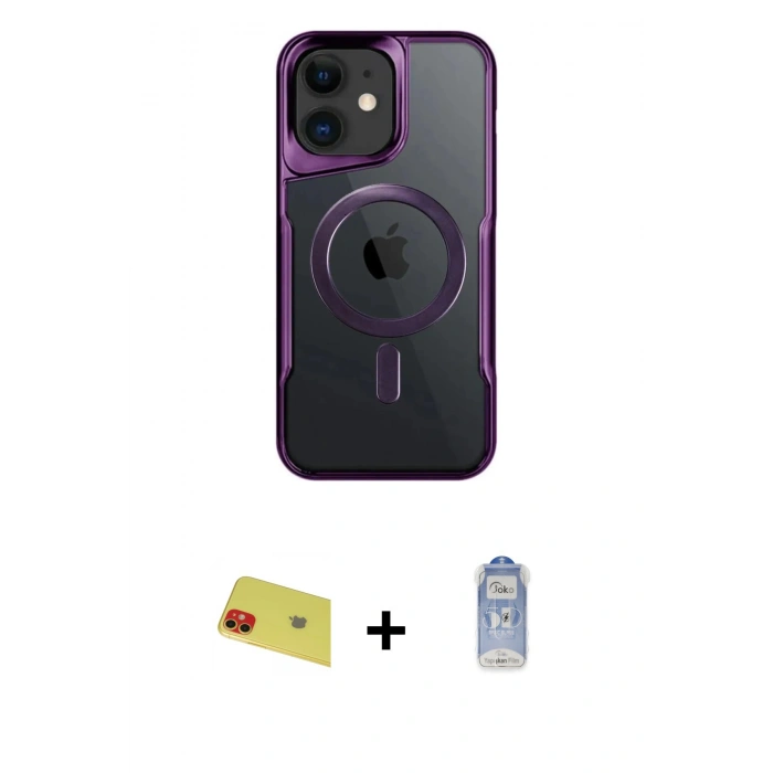 MARSİLYAN™- iPhone 11 Kılıf Yadigar Klasik Özel Seri - Siyah Joko Magic 5D Cam + Rainbow Kamera Lens Koruma Cam - KI
