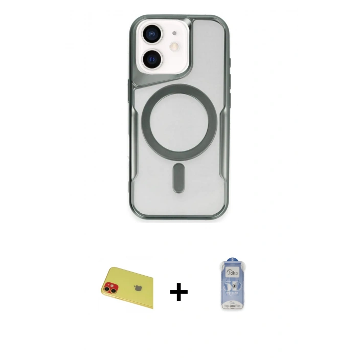 MARSİLYAN™- iPhone 11 Kılıf Yadigar Klasik Özel Seri - Siyah Joko Magic 5D Cam + Rainbow Kamera Lens Koruma Cam - KI