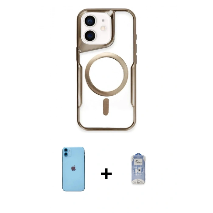 MARSİLYAN™- iPhone 11 Kılıf Yadigar Klasik Özel Seri - Siyah Joko Magic 5D Cam + Neon Fosforlu Kamera Lens - MI