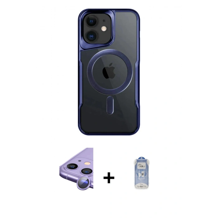 MARSİLYAN™- iPhone 11 Kılıf Yadigar Klasik Özel Seri - Siyah Joko Magic 5D Cam + Raze Metal Kamera Lens - MR