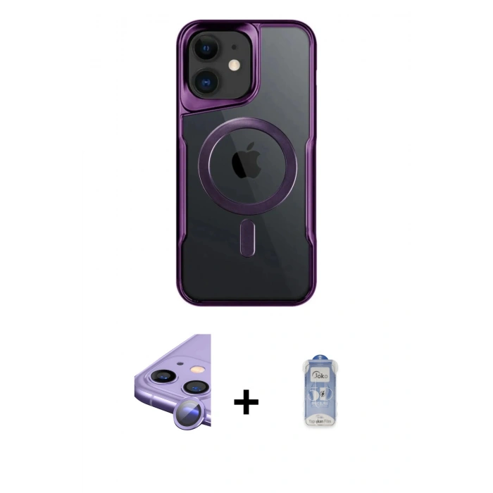 MARSİLYAN™- iPhone 11 Kılıf Yadigar Klasik Özel Seri - Siyah Joko Magic 5D Cam + Raze Metal Kamera Lens - MR
