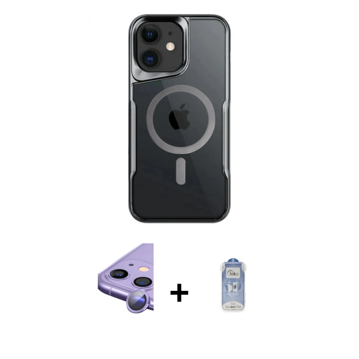 MARSİLYAN™- iPhone 11 Kılıf Yadigar Klasik Özel Seri - Siyah Joko Magic 5D Cam + Raze Metal Kamera Lens - MR