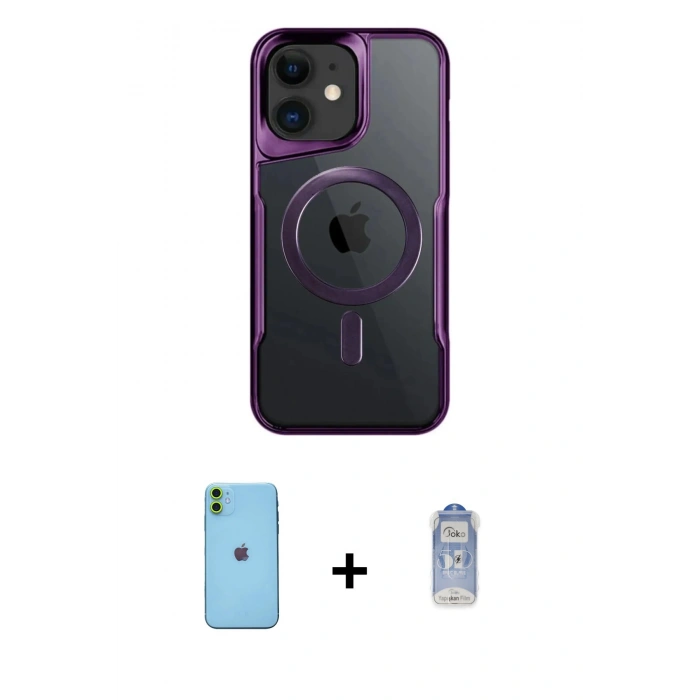 MARSİLYAN™- iPhone 11 Kılıf Yadigar Klasik Özel Seri - Siyah Joko Magic 5D Cam + Neon Fosforlu Kamera Lens - YL