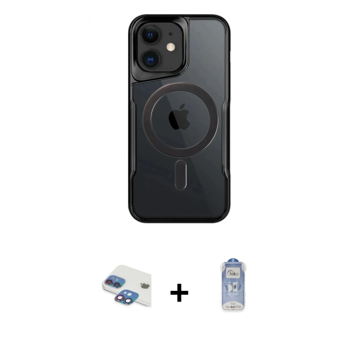 MARSİLYAN™- iPhone 11 Kılıf Yadigar Klasik Özel Seri - Siyah Joko Magic 5D Cam + Pers Alüminyum Kamera Lens - GI