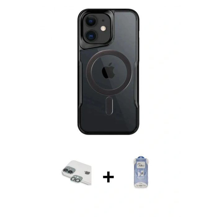 MARSİLYAN™- iPhone 11 Kılıf Yadigar Klasik Özel Seri - Siyah Joko Magic 5D Cam + Pers Alüminyum Kamera Lens - YL