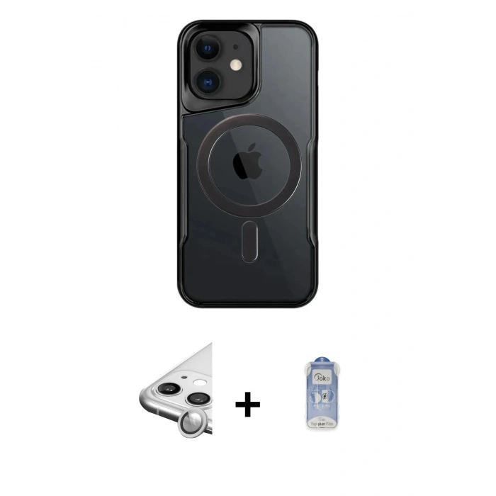 MARSİLYAN™- iPhone 11 Kılıf Yadigar Klasik Özel Seri - Siyah Joko Magic 5D Cam + Raze Metal Kamera Lens - GS