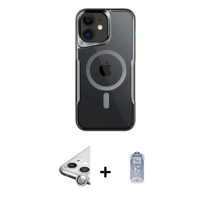 MARSİLYAN™- iPhone 11 Kılıf Yadigar Klasik Özel Seri - Siyah Joko Magic 5D Cam + Raze Metal Kamera Lens - GS