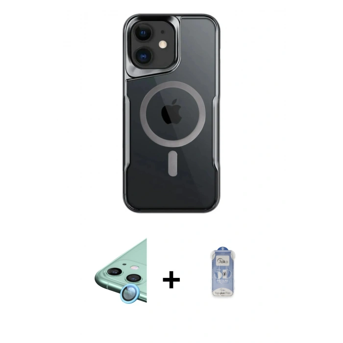 MARSİLYAN™- iPhone 11 Kılıf Yadigar Klasik Özel Seri - Siyah Joko Magic 5D Cam + Raze Metal Kamera Lens - MI