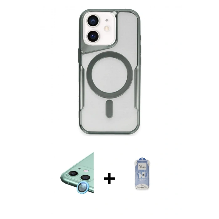 MARSİLYAN™- iPhone 11 Kılıf Yadigar Klasik Özel Seri - Siyah Joko Magic 5D Cam + Raze Metal Kamera Lens - MI