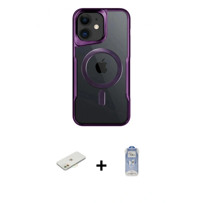 MARSİLYAN™- iPhone 11 Kılıf Yadigar Klasik Özel Seri - Siyah Joko Magic 5D Cam + Renkli Kamera Lens Koruma Cam - TU