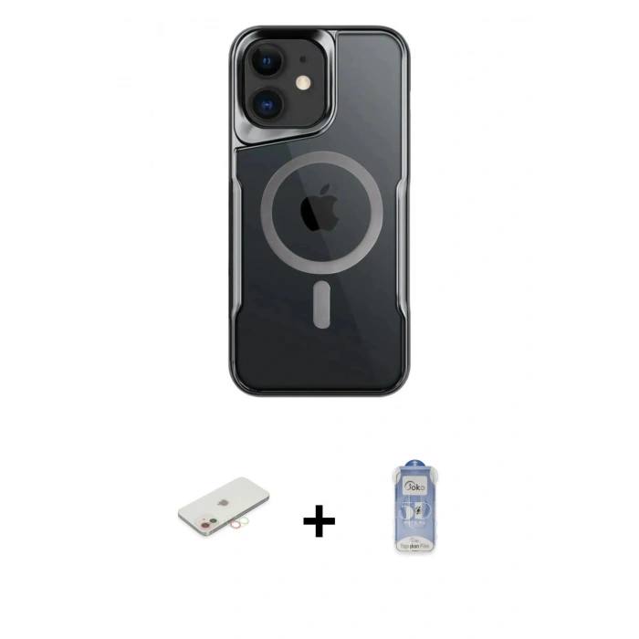 MARSİLYAN™- iPhone 11 Kılıf Yadigar Klasik Özel Seri - Siyah Joko Magic 5D Cam + Renkli Kamera Lens Koruma Cam - YL