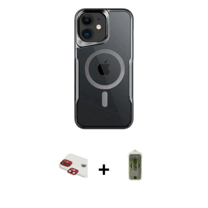 MARSİLYAN™- iPhone 11 Kılıf Yadigar Klasik Özel Seri - Siyah Joko Magic 5D Hayalet Cam + Pers Alüminyum Kamera Lens - KI