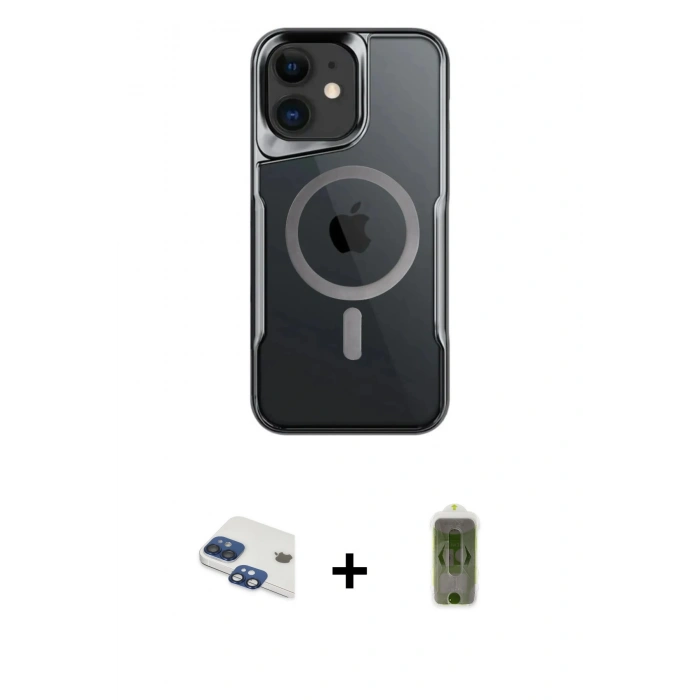 MARSİLYAN™- iPhone 11 Kılıf Yadigar Klasik Özel Seri - Siyah Joko Magic 5D Hayalet Cam + Pers Alüminyum Kamera Lens - LT