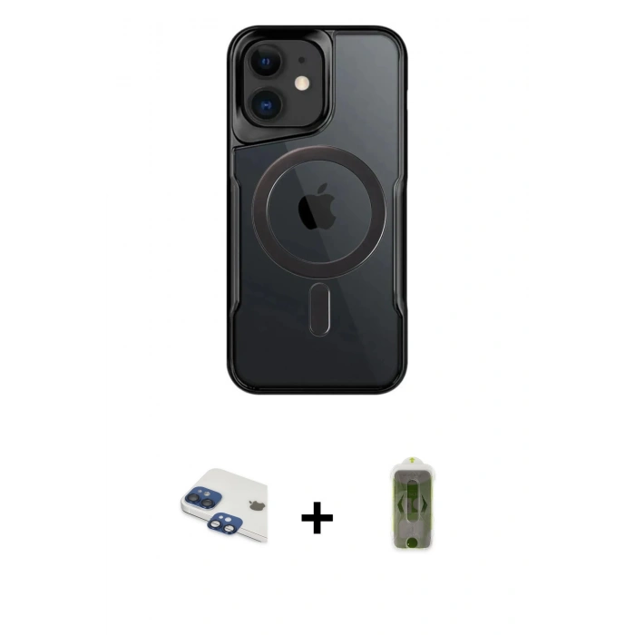 MARSİLYAN™- iPhone 11 Kılıf Yadigar Klasik Özel Seri - Siyah Joko Magic 5D Hayalet Cam + Pers Alüminyum Kamera Lens - LT