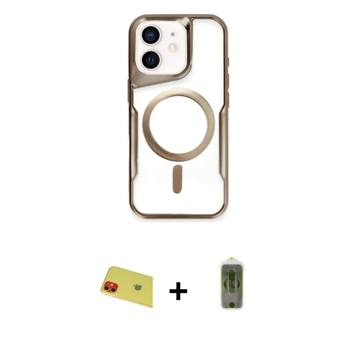 MARSİLYAN™- iPhone 11 Kılıf Yadigar Klasik Özel Seri - Siyah Joko Magic 5D Hayalet Cam + Rainbow Kamera Lens Koruma Cam - KI
