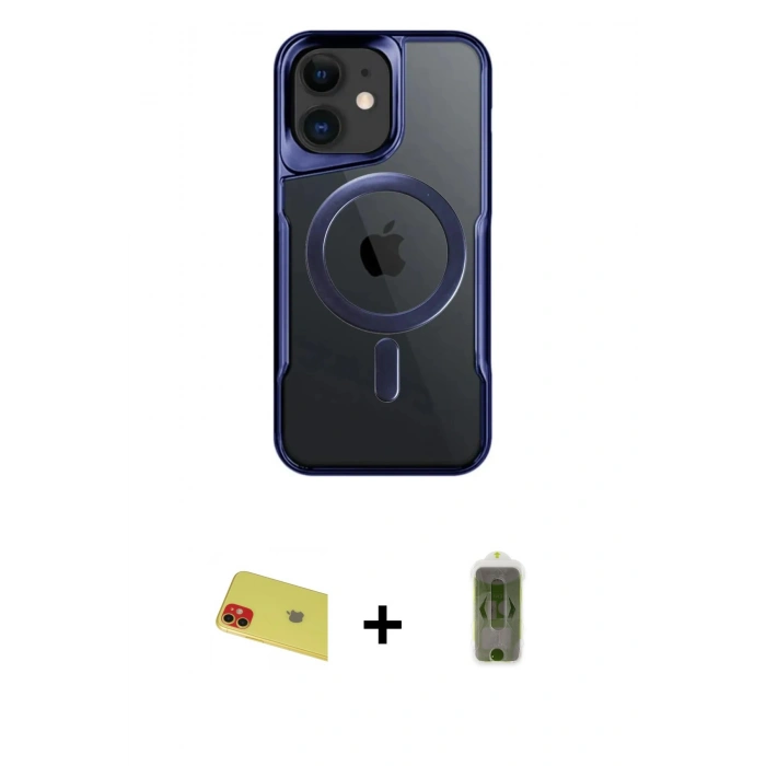 MARSİLYAN™- iPhone 11 Kılıf Yadigar Klasik Özel Seri - Siyah Joko Magic 5D Hayalet Cam + Rainbow Kamera Lens Koruma Cam - KI