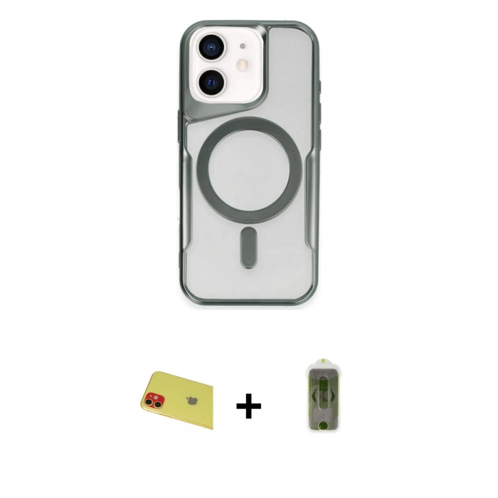 MARSİLYAN™- iPhone 11 Kılıf Yadigar Klasik Özel Seri - Siyah Joko Magic 5D Hayalet Cam + Rainbow Kamera Lens Koruma Cam - KI