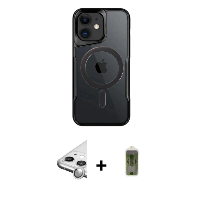 MARSİLYAN™- iPhone 11 Kılıf Yadigar Klasik Özel Seri - Siyah Joko Magic 5D Hayalet Cam + Raze Metal Kamera Lens - GS