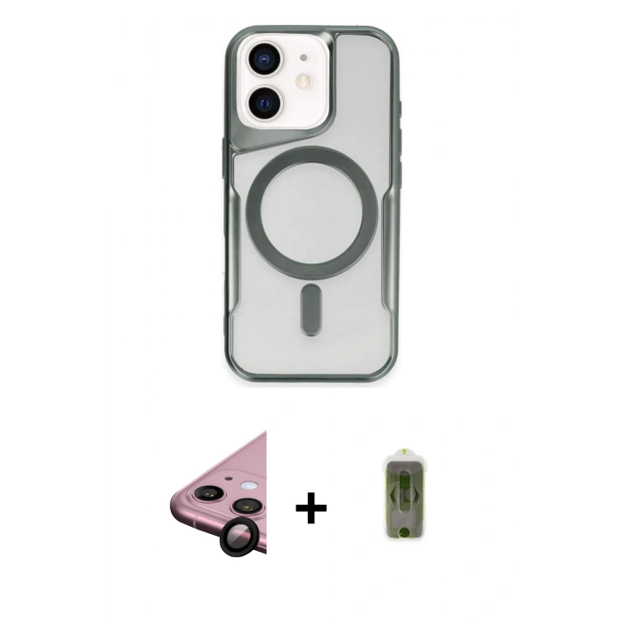 MARSİLYAN™- iPhone 11 Kılıf Yadigar Klasik Özel Seri - Siyah Joko Magic 5D Hayalet Cam + Raze Metal Kamera Lens - SH