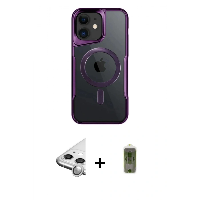 MARSİLYAN™- iPhone 11 Kılıf Yadigar Klasik Özel Seri - Siyah Joko Magic 5D Hayalet Cam + Raze Metal Kamera Lens - GS
