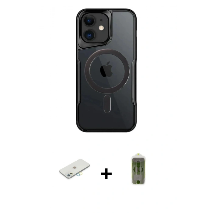 MARSİLYAN™- iPhone 11 Kılıf Yadigar Klasik Özel Seri - Siyah Joko Magic 5D Hayalet Cam + Sarı Renkli Kamera Lens Koruma Cam