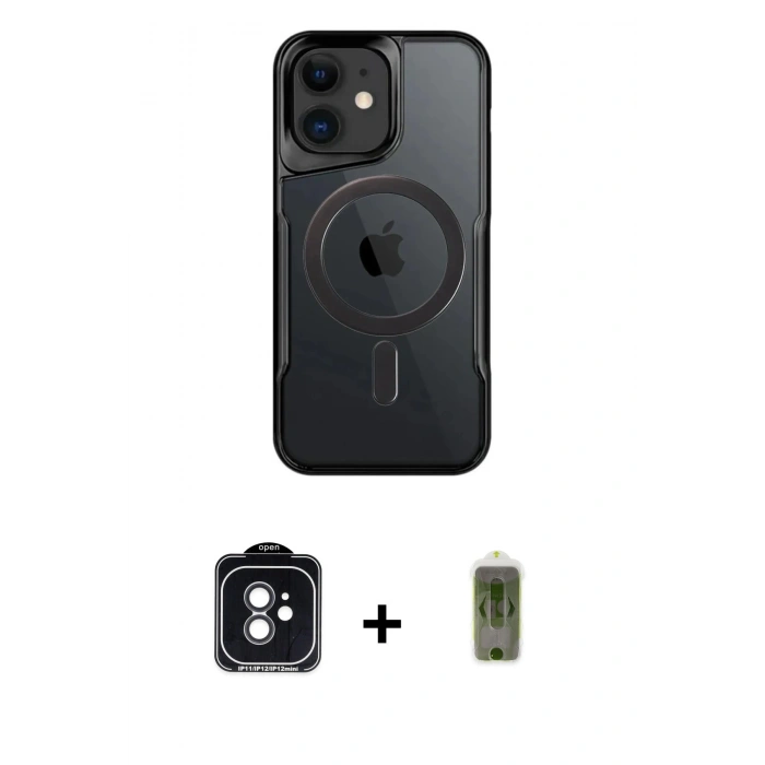 MARSİLYAN™- iPhone 11 Kılıf Yadigar Klasik Özel Seri - Siyah Joko Magic 5D Hayalet Cam + PVD Metal Kamera Lens - SH