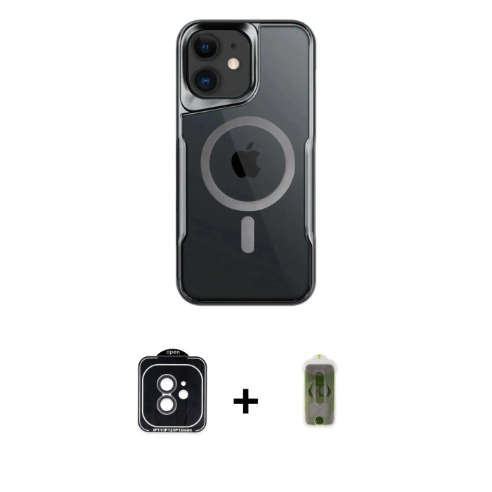 MARSİLYAN™- iPhone 11 Kılıf Yadigar Klasik Özel Seri - Siyah Joko Magic 5D Hayalet Cam + PVD Metal Kamera Lens - SH
