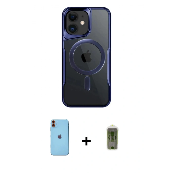 MARSİLYAN™- iPhone 11 Kılıf Yadigar Klasik Özel Seri - Siyah Joko Magic 5D Hayalet Cam + Neon Fosforlu Kamera Lens - TU