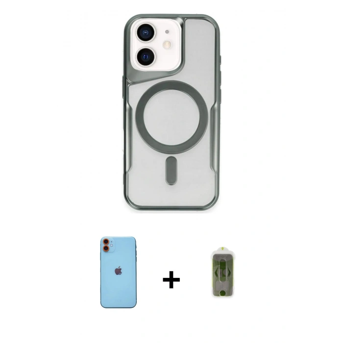 MARSİLYAN™- iPhone 11 Kılıf Yadigar Klasik Özel Seri - Siyah Joko Magic 5D Hayalet Cam + Neon Fosforlu Kamera Lens - TU