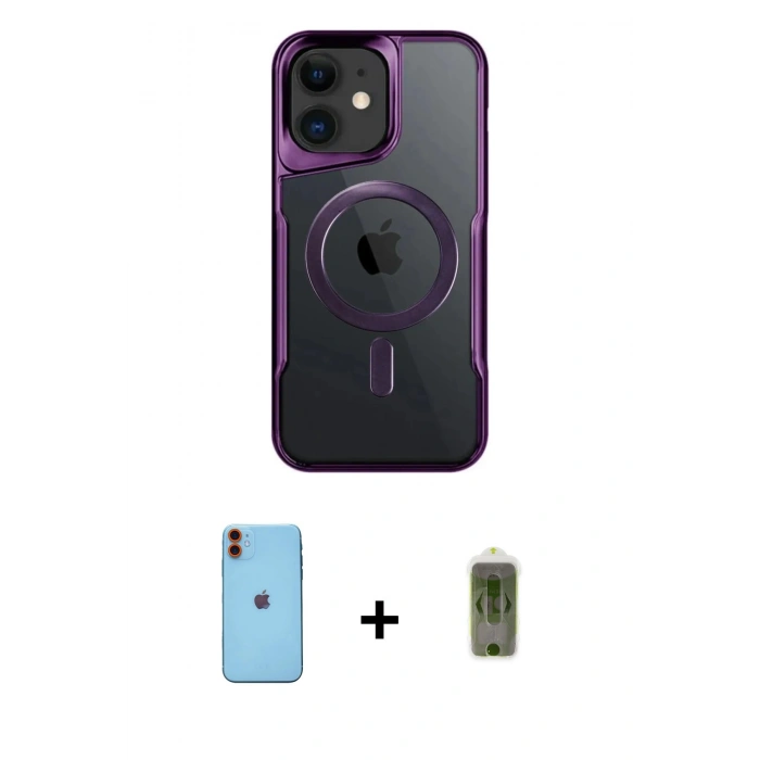 MARSİLYAN™- iPhone 11 Kılıf Yadigar Klasik Özel Seri - Siyah Joko Magic 5D Hayalet Cam + Neon Fosforlu Kamera Lens - TU