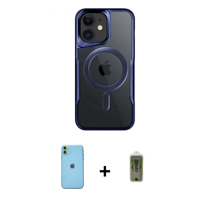 MARSİLYAN™- iPhone 11 Kılıf Yadigar Klasik Özel Seri - Siyah Joko Magic 5D Hayalet Cam + Yeşil Neon Fosforlu Kamera Lens