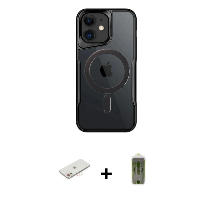MARSİLYAN™- iPhone 11 Kılıf Yadigar Klasik Özel Seri - Siyah Joko Magic 5D Hayalet Cam + Renkli Kamera Lens Koruma Cam - YL